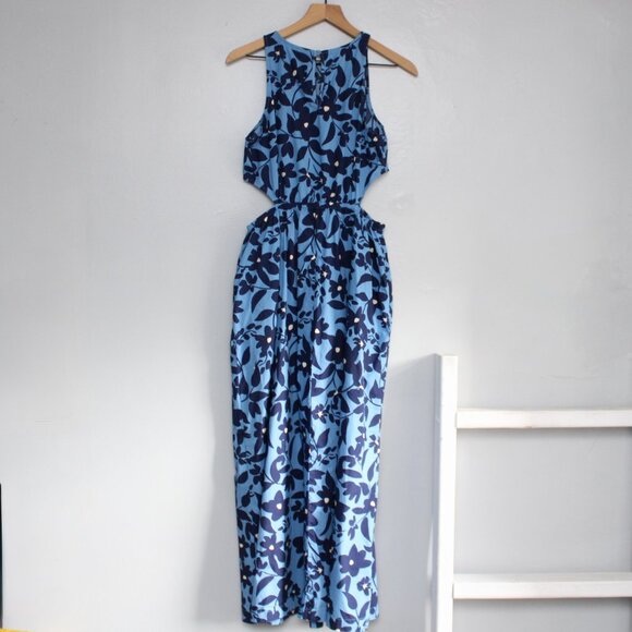 Who What Wear Target Blue Seaside Floral Maxi Dress Side Cut-Outs Size Medium - Picture 3 of 5